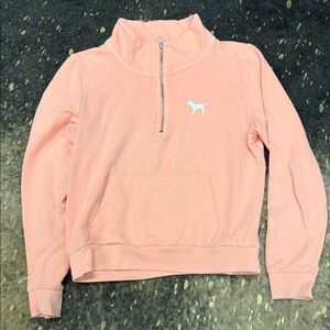 Pink Quarter-Zip Pullover with Dog Logo medium